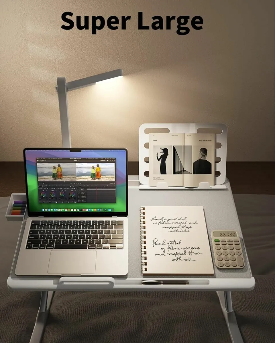 Bed Table Lapdesk Desk with 3 Modes LED Light - Image 4