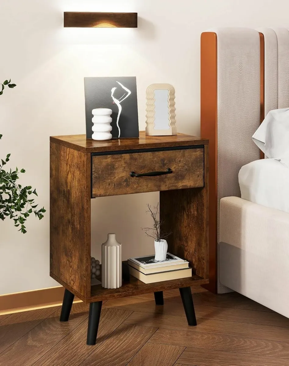 Nightstand Set of 2 Bedside Table Side with - Image 2