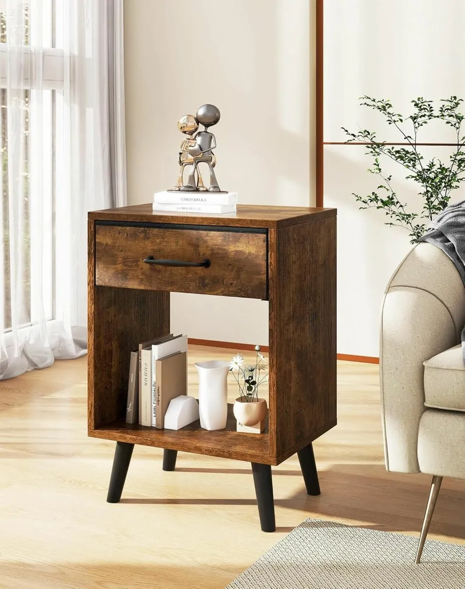 Nightstand Set of 2 Bedside Table Side with - Image 4