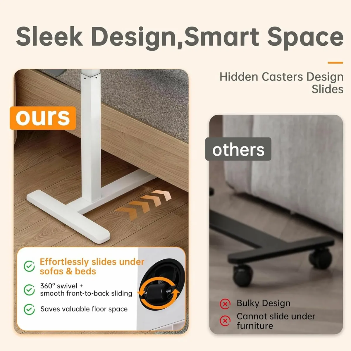 Mobile Standing Desk Over Bed Table with Wheels - Image 4