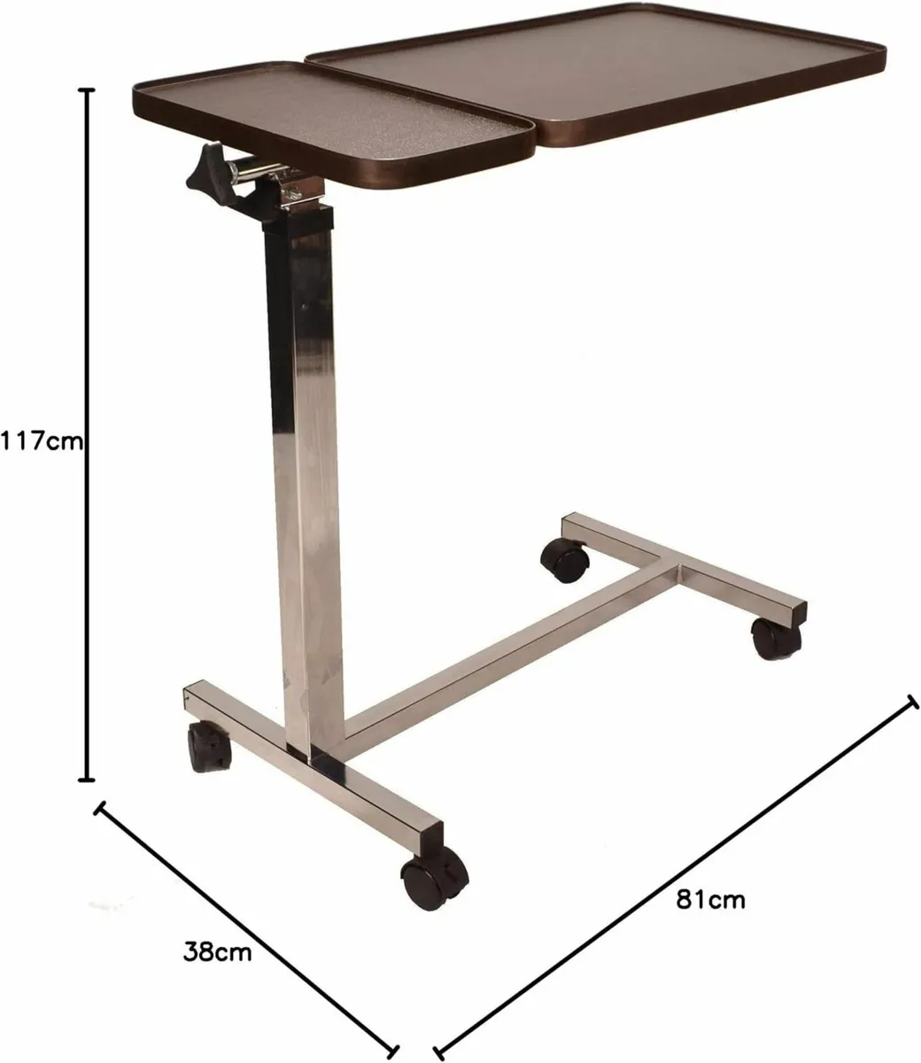 Deluxe twin top over bed table adjustable height - Image 2