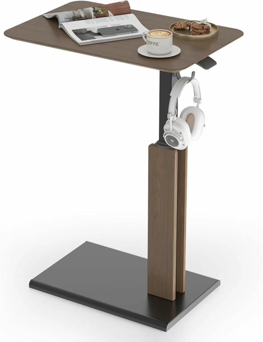 Height-Adjustable Overbed Table with Casters - Image 1