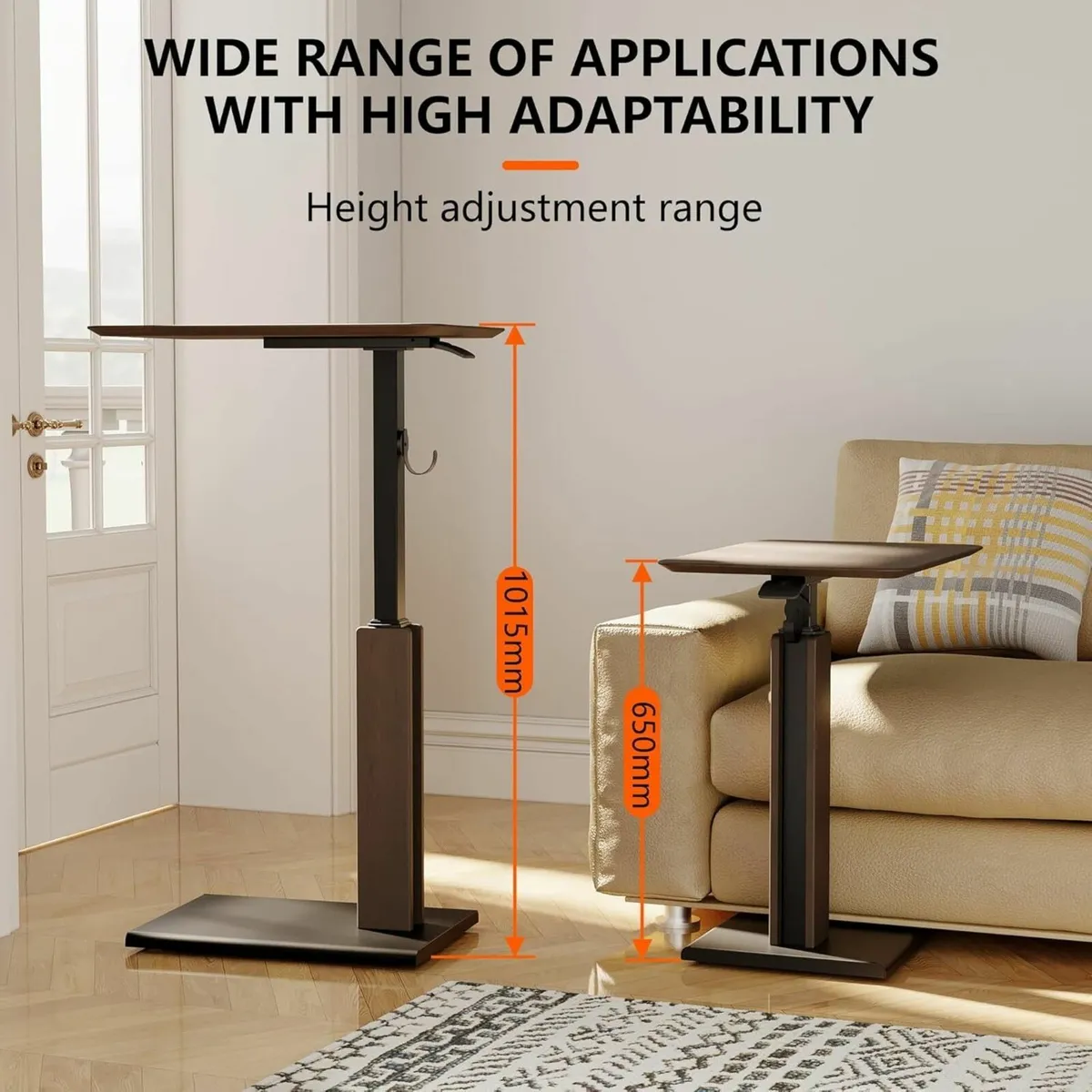 Height-Adjustable Overbed Table with Casters - Image 4