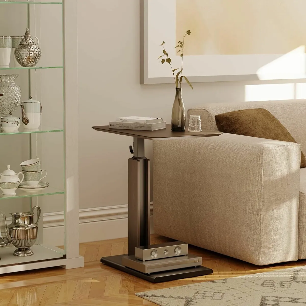 Height-Adjustable Overbed Table with Casters - Image 2