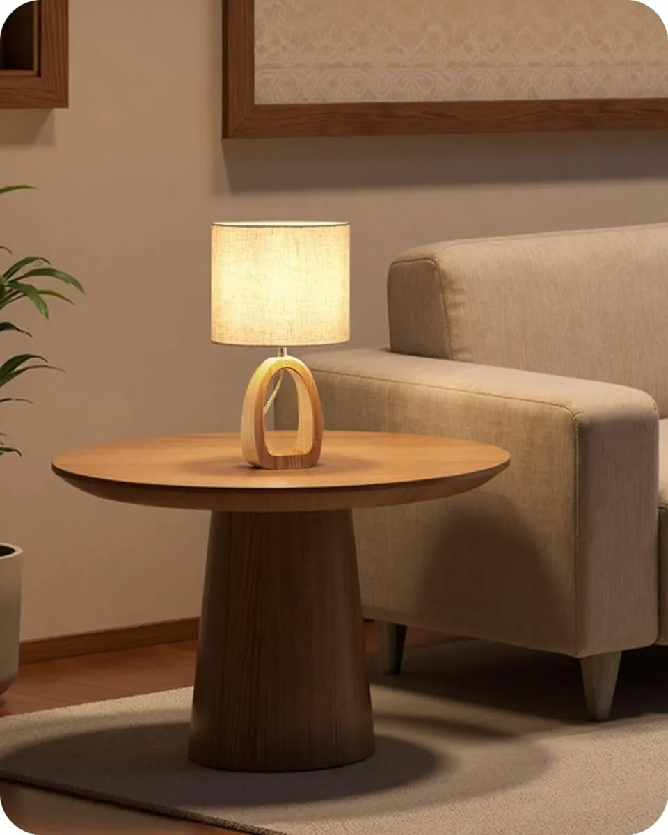 Small Table Lamps Set of 2 Wood Desk Lamp with - Image 3