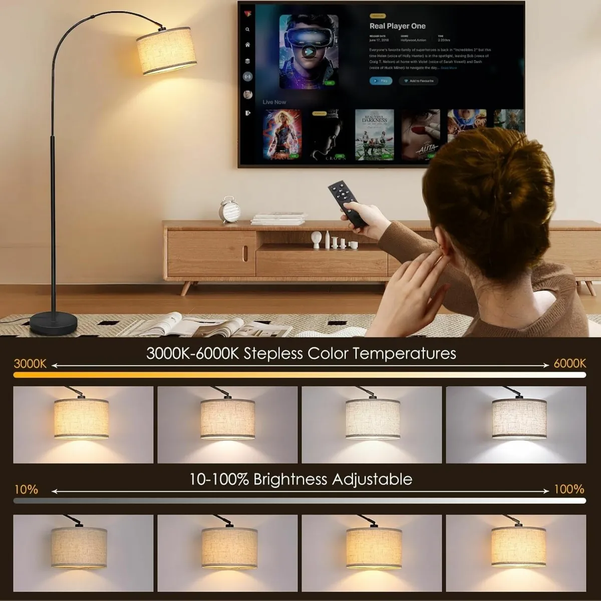 Arc Floor Lamp Modern Lamps for Living Room - Image 2