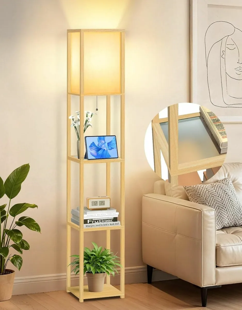 Floor Lamp with Glass Shelves 3000K-6000K - Image 1