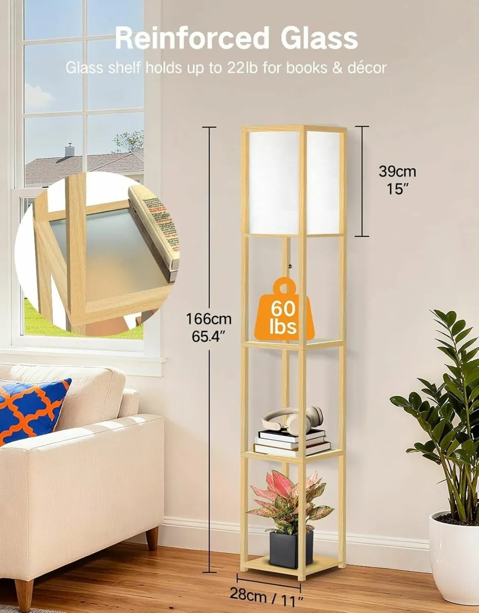 Floor Lamp with Glass Shelves 3000K-6000K - Image 3