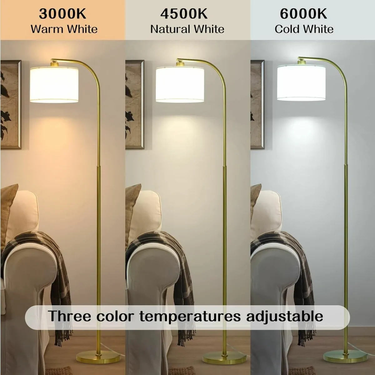 Modern Floor Lamps for Living Room 65'' Gold - Image 3