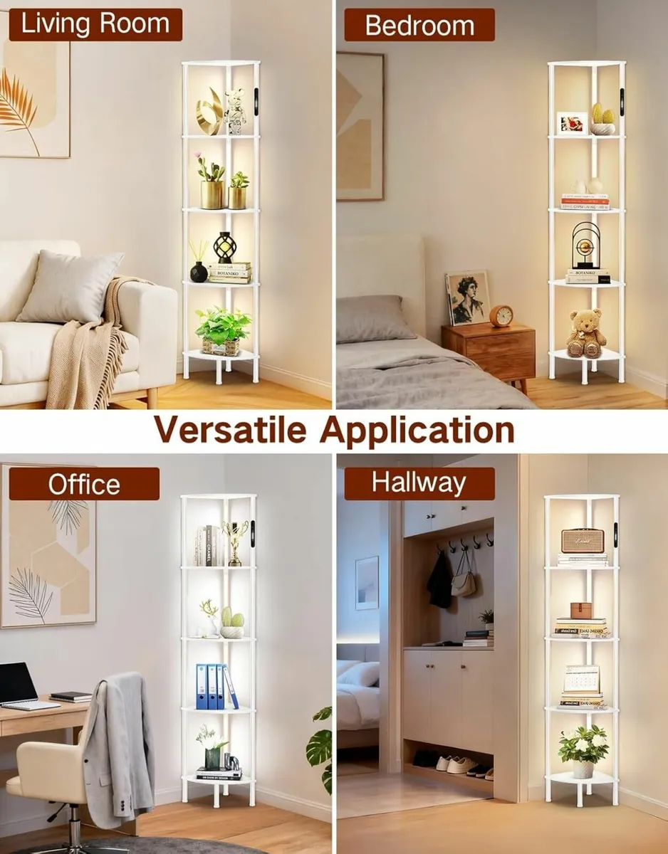LED Floor Lamp with Shelves Touch Remote Control - Image 4