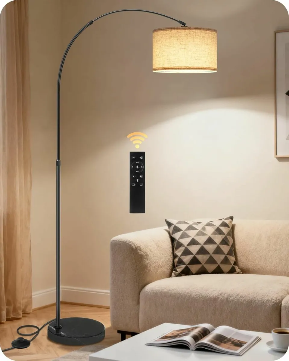 Arc Floor Lamp with LED Bulb Remote Control Foot - Image 1