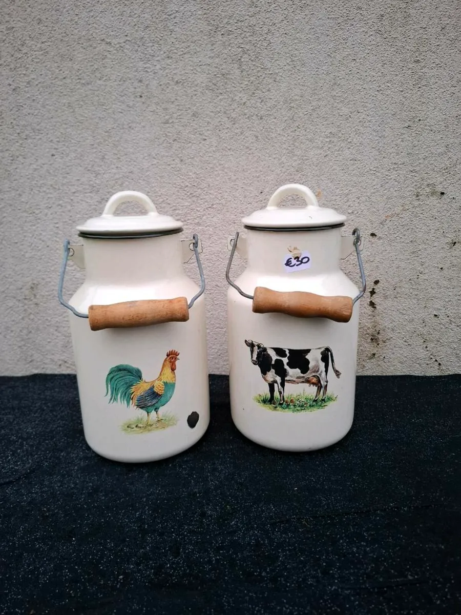Lot of 2 small milk cans - Image 2