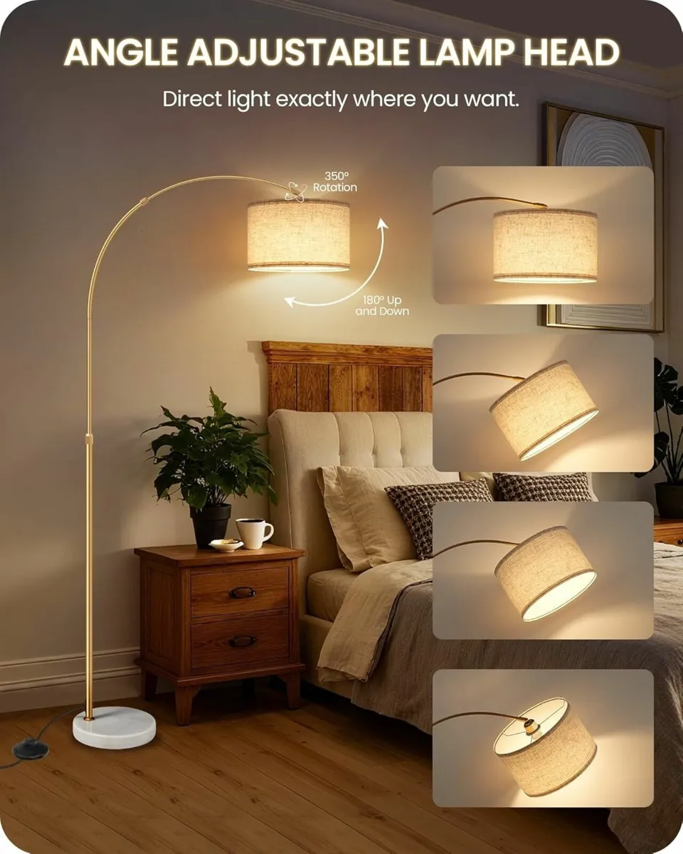 Arc Floor Lamp with LED Bulb Remote Control Foot - Image 2