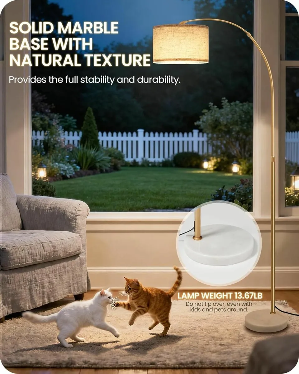 Arc Floor Lamp with LED Bulb Remote Control Foot - Image 4