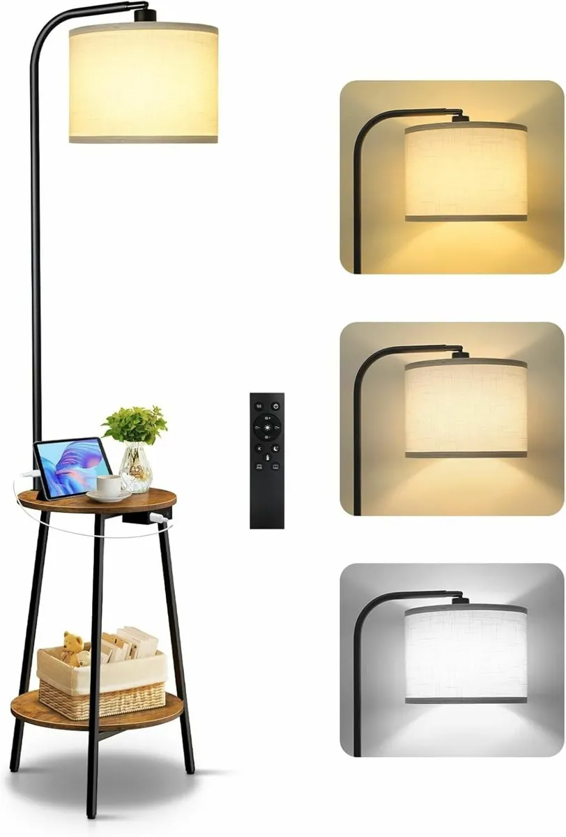 Floor Lamp with Round Table Dimmable LED Standing - Image 1