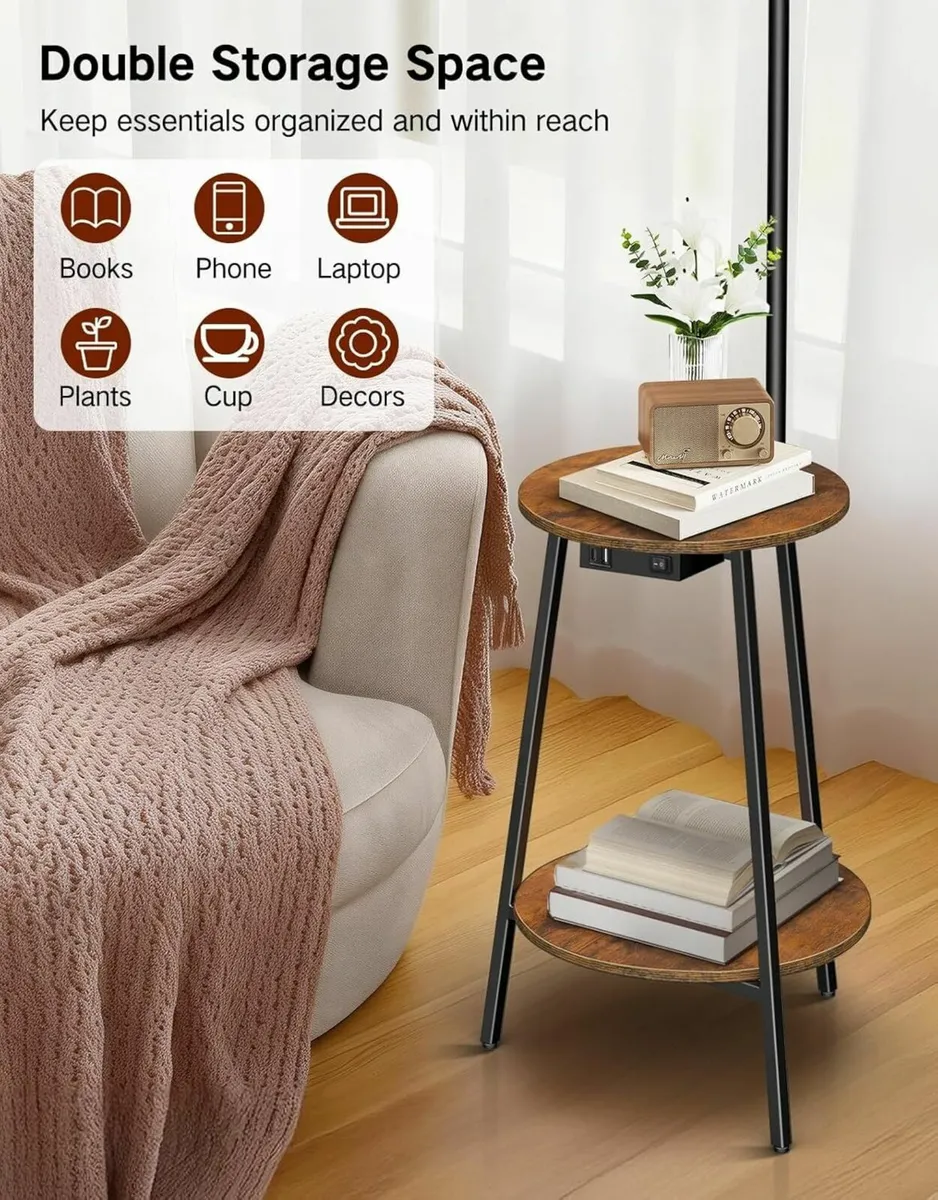 Floor Lamp with Round Table Dimmable LED Standing - Image 4