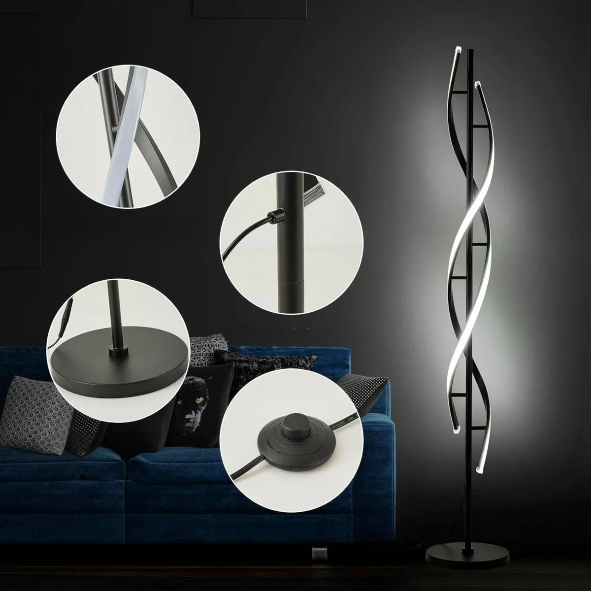 150cm Spiral LED Floor Lamp for Bedroom Modern - Image 3