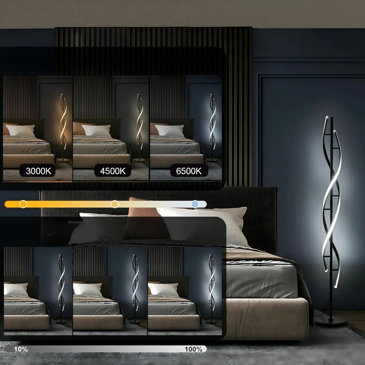 150cm Spiral LED Floor Lamp for Bedroom Modern - Image 2