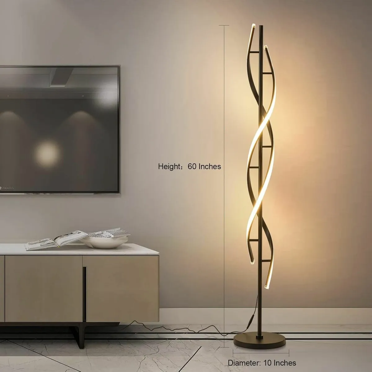 150cm Spiral LED Floor Lamp for Bedroom Modern - Image 4