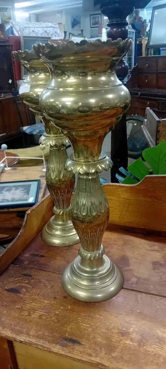Pair Of Original Brass Vases - Image 1