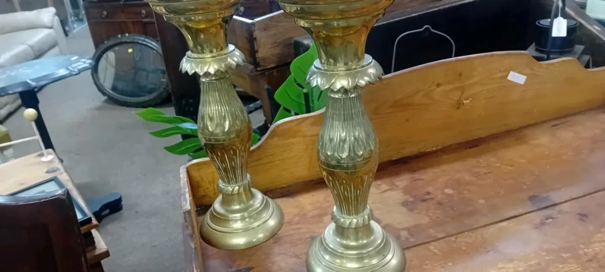 Pair Of Original Brass Vases - Image 2