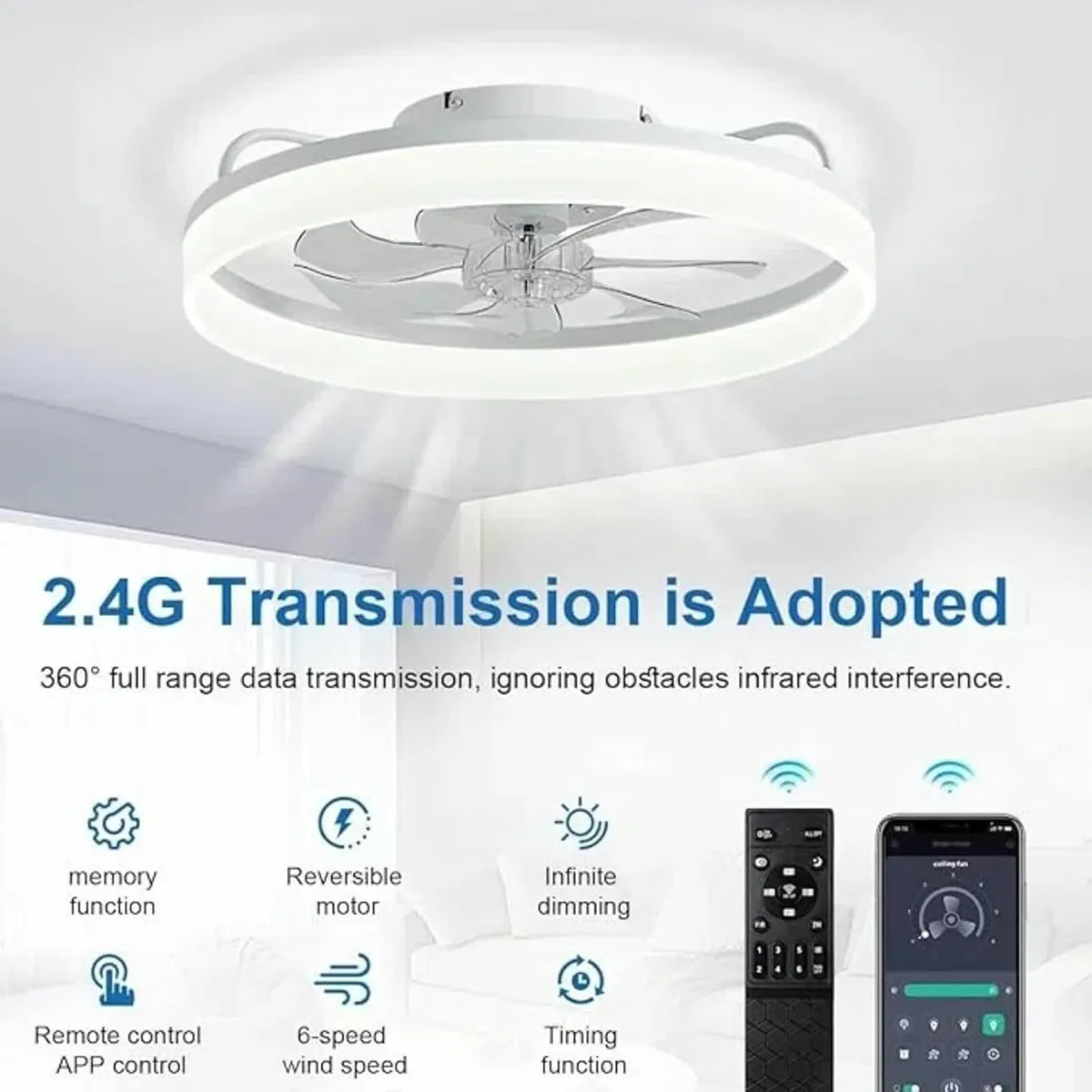 50CM Modern Ceiling Fans with Lights Reversible - Image 3