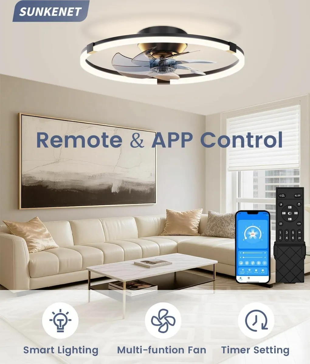 Ceiling Fans with Lights and Remote 50cm LED Fan - Image 3