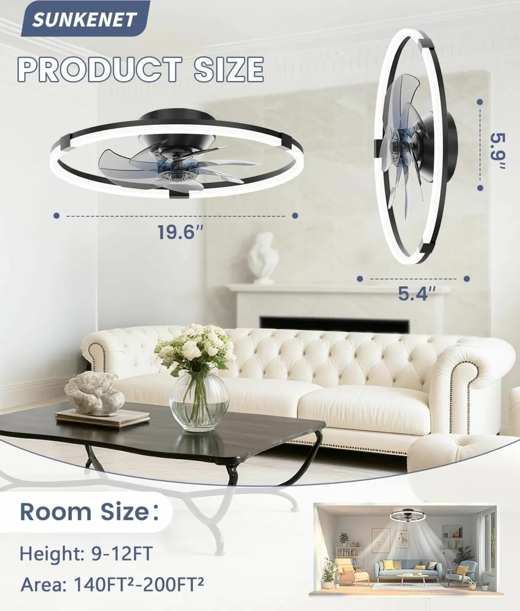 Ceiling Fans with Lights and Remote 50cm LED Fan - Image 2