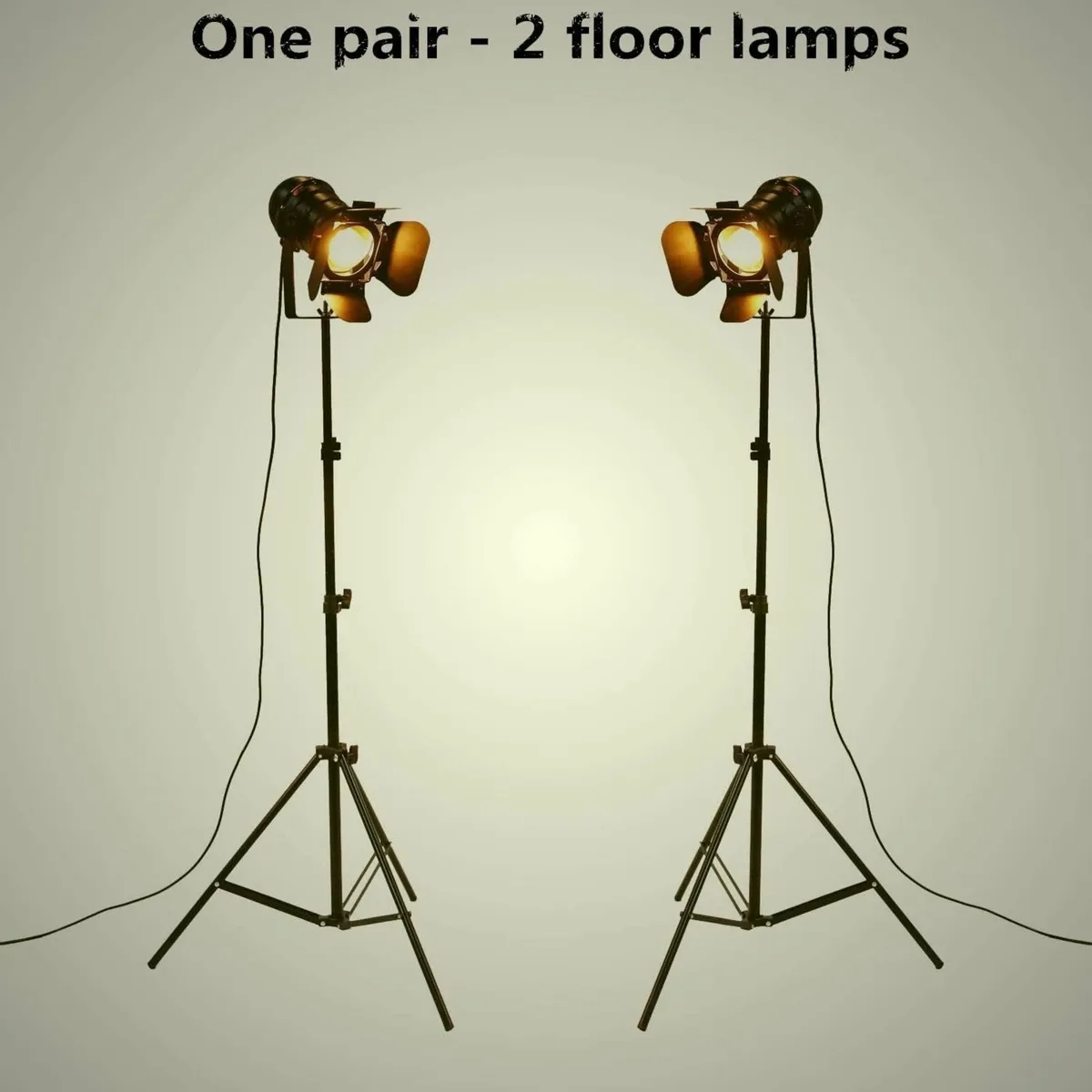 Industrial Black Tripod Floor Lamp Stand Lights - Image 2