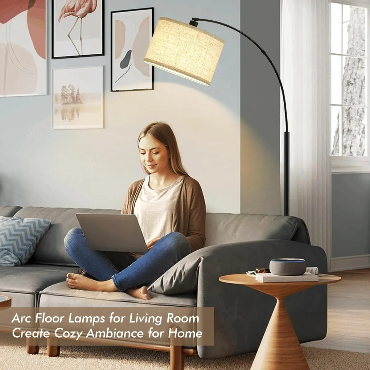 Arc Floor Lamp for Living Room Free Standing with - Image 2