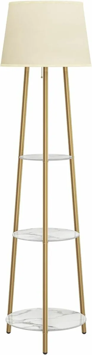 Floor Lamp with Shelves: Tripod Gold Sintered - Image 1