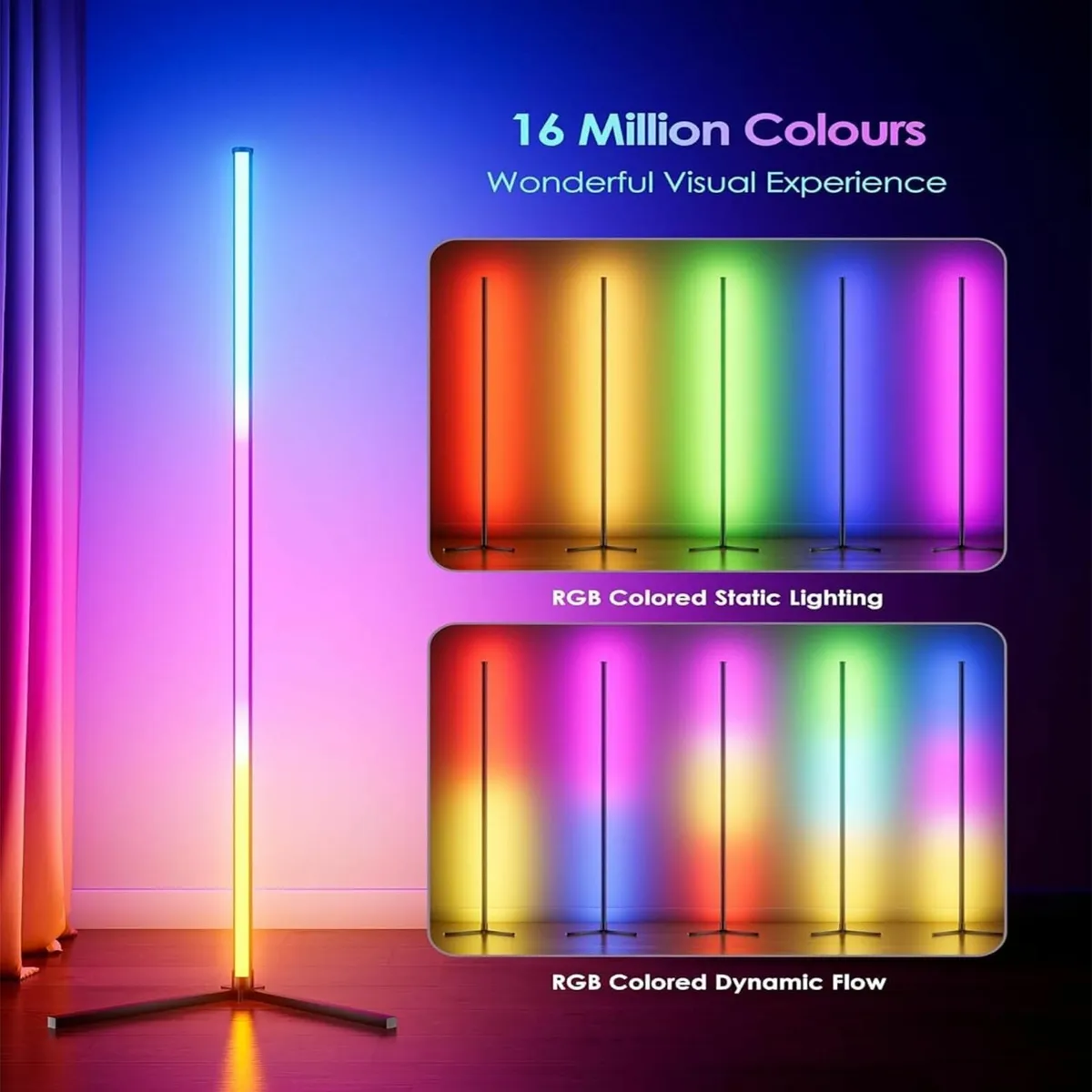 Led Floor Lamp 2 Packs RGB Corner with APP and - Image 2