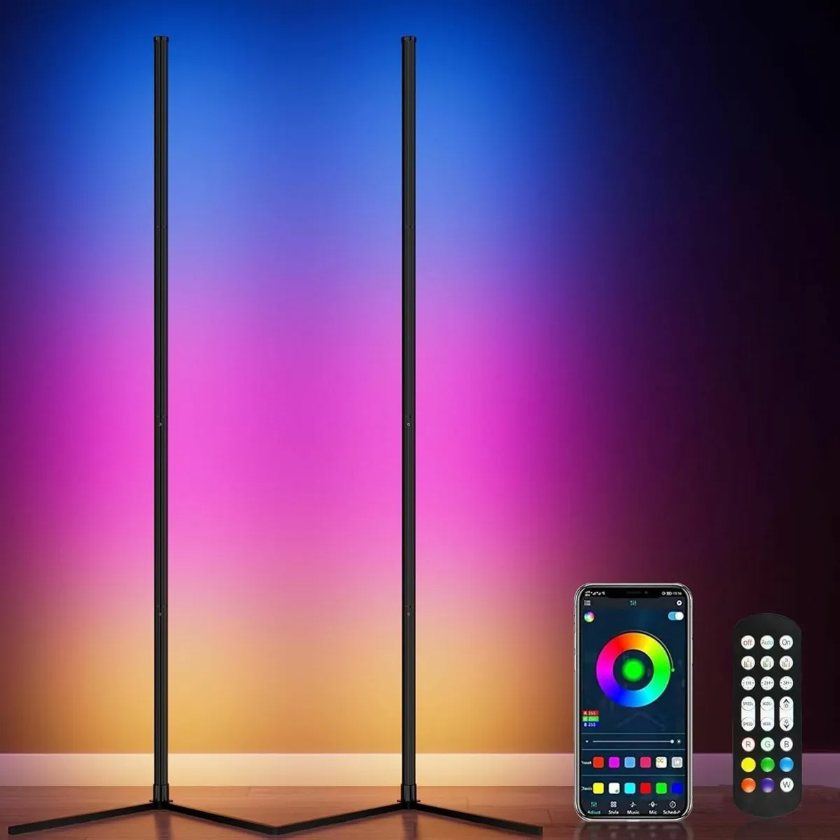 Led Floor Lamp 2 Packs RGB Corner with APP and - Image 1