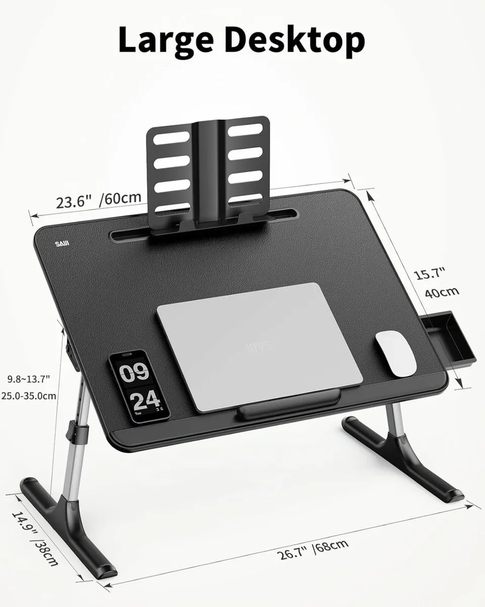 Laptop Desk 60 x 40cm Bed Table Lapdesk Height - Image 3