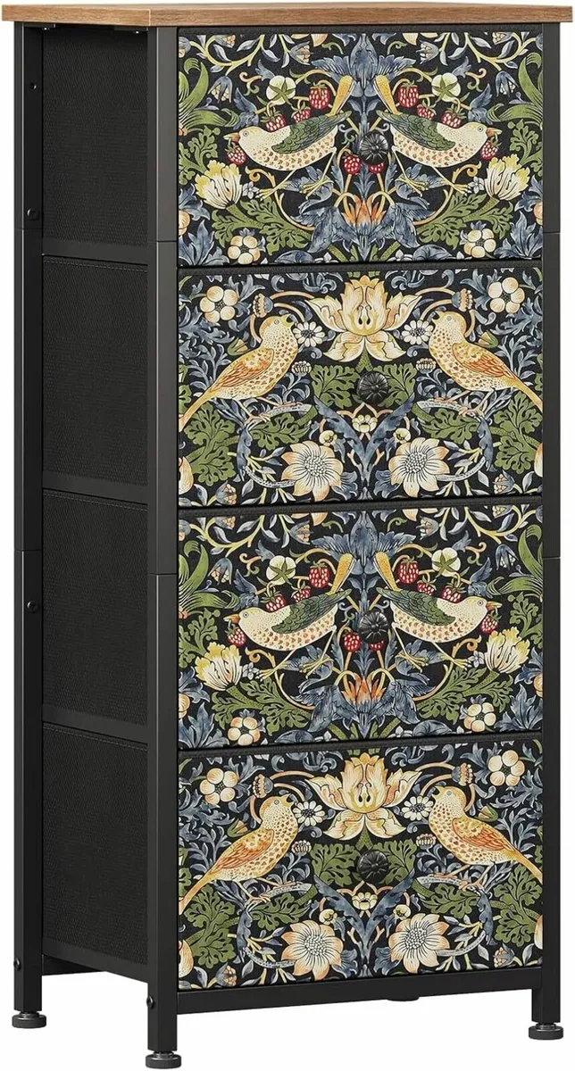 Bedroom Chest of Drawers with 4 Fabric Strawberry - Image 1