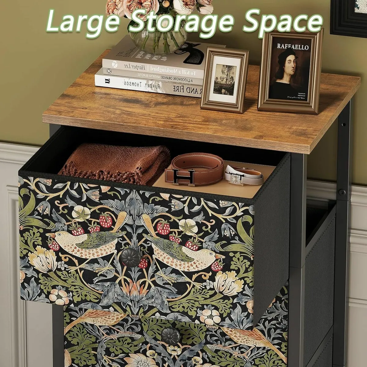 Bedroom Chest of Drawers with 4 Fabric Strawberry - Image 4