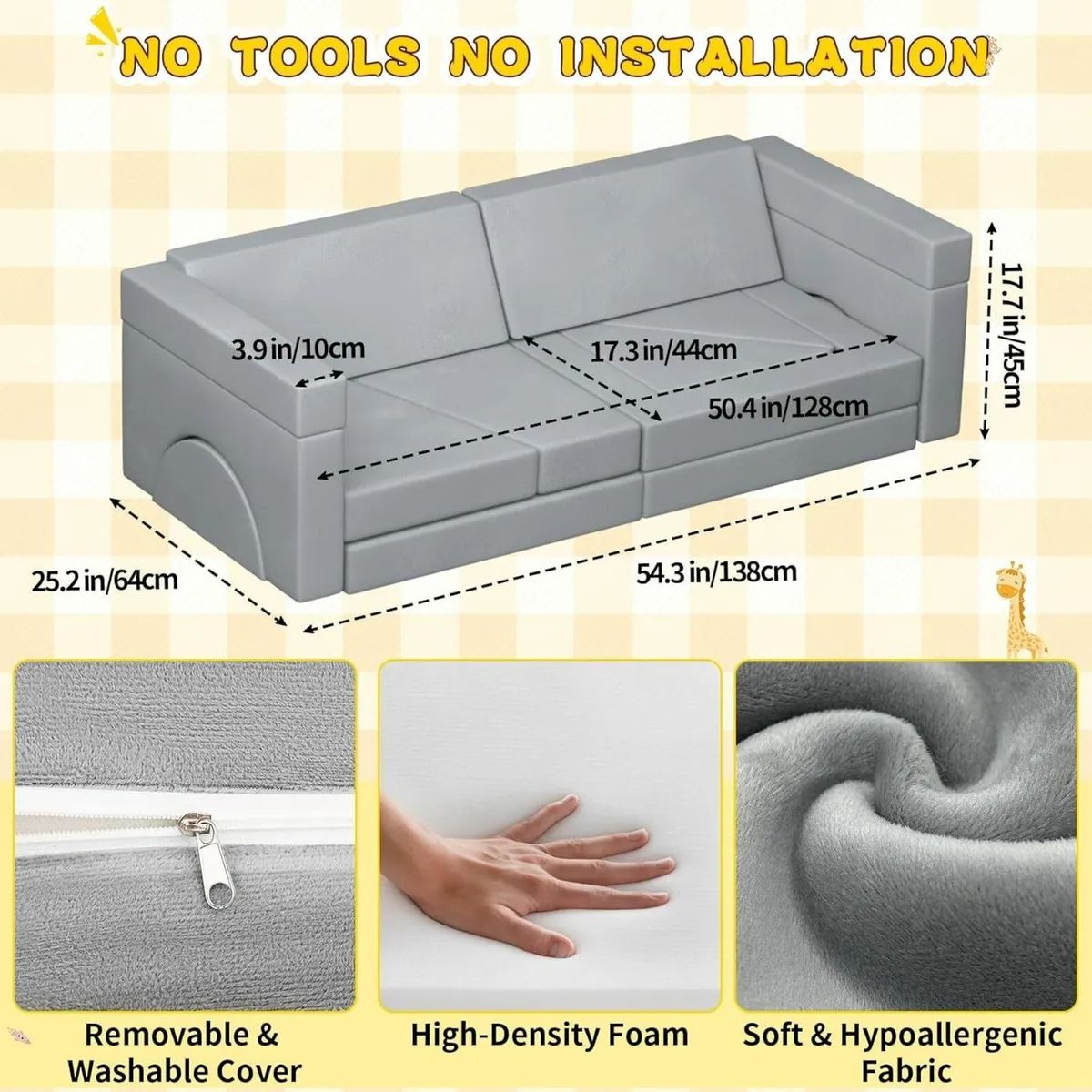 Modular Kids Sofa 15 Pcs Toddler Chair Soft - Image 3