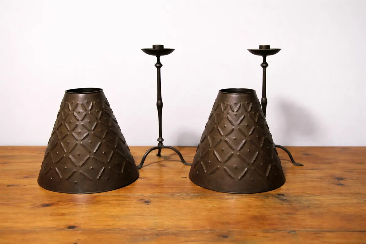 Pair of Antique Solid Metal  Lamps - Image 3