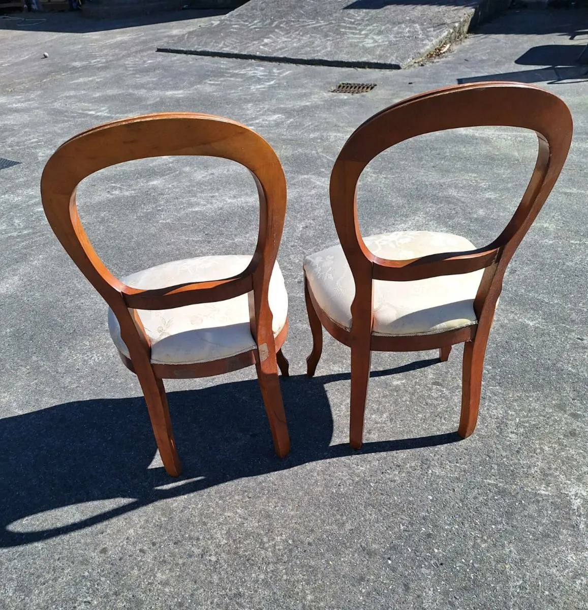 Two balloon back chairs Seats needs upholstery - Image 2