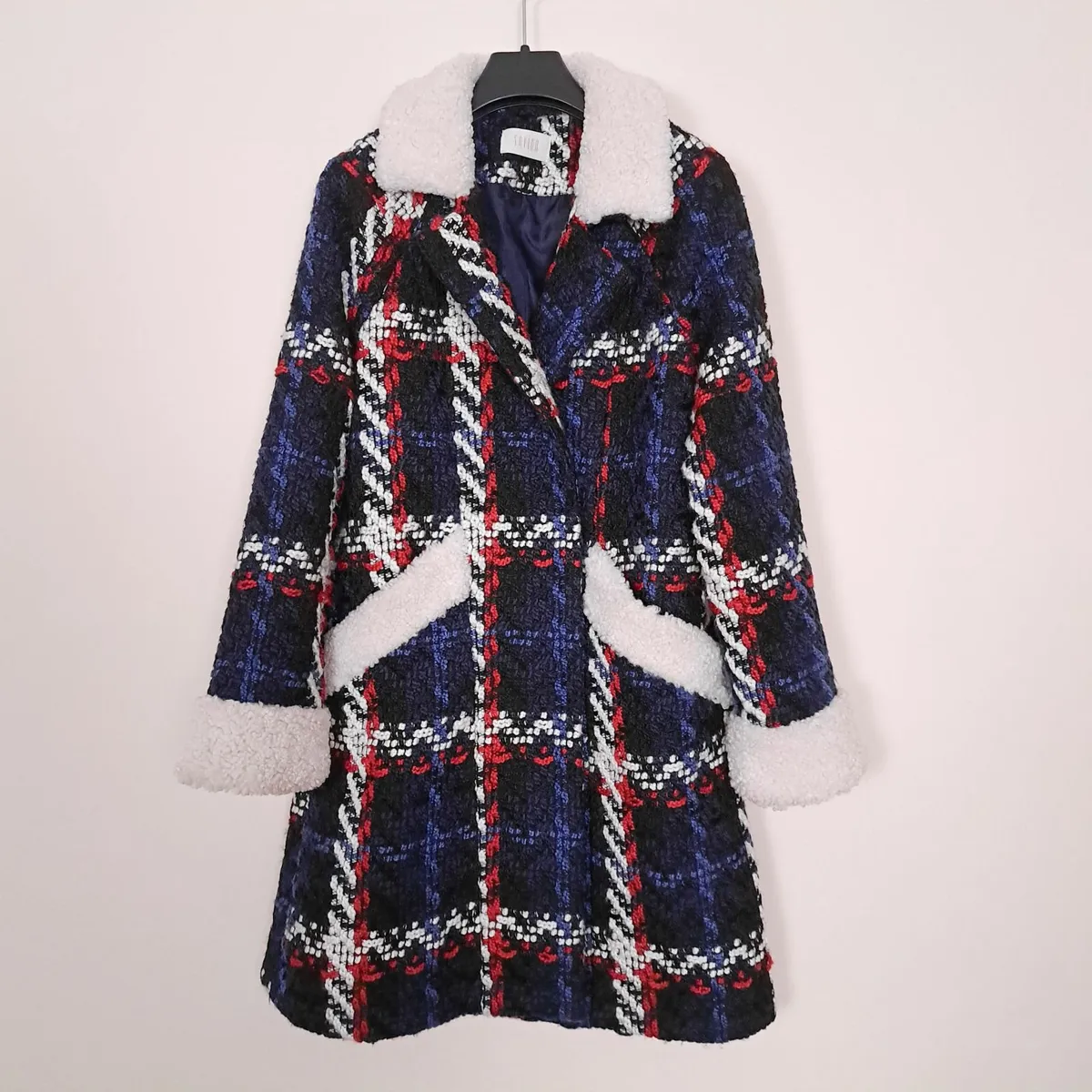 Savida Navy Blue Red Plaid Coat 8UK/36EU - Image 1