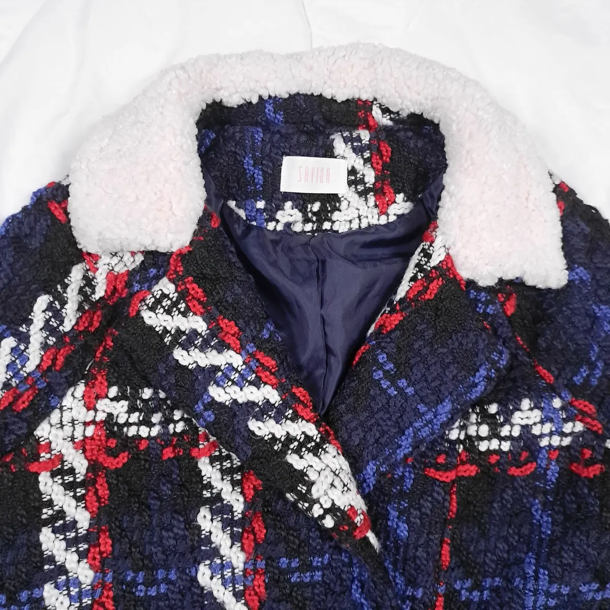 Savida Navy Blue Red Plaid Coat 8UK/36EU - Image 2