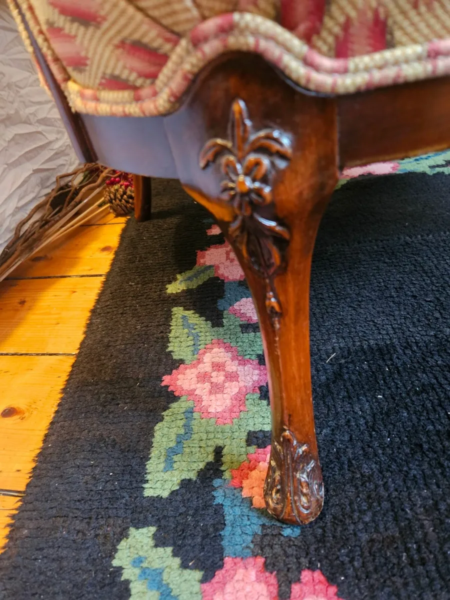 reproduction French Louis XV wingback armchair - Image 3