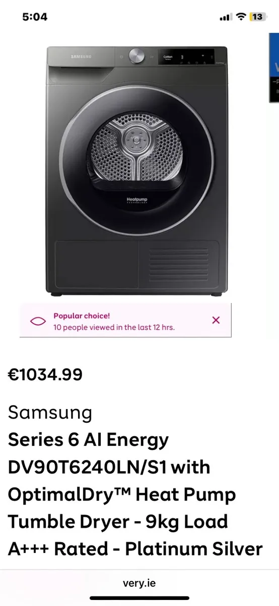 Samsung Heat pump condenser 9kg - Image 3