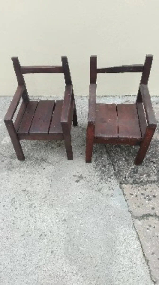 2 Antique rustic cottage children's chairs