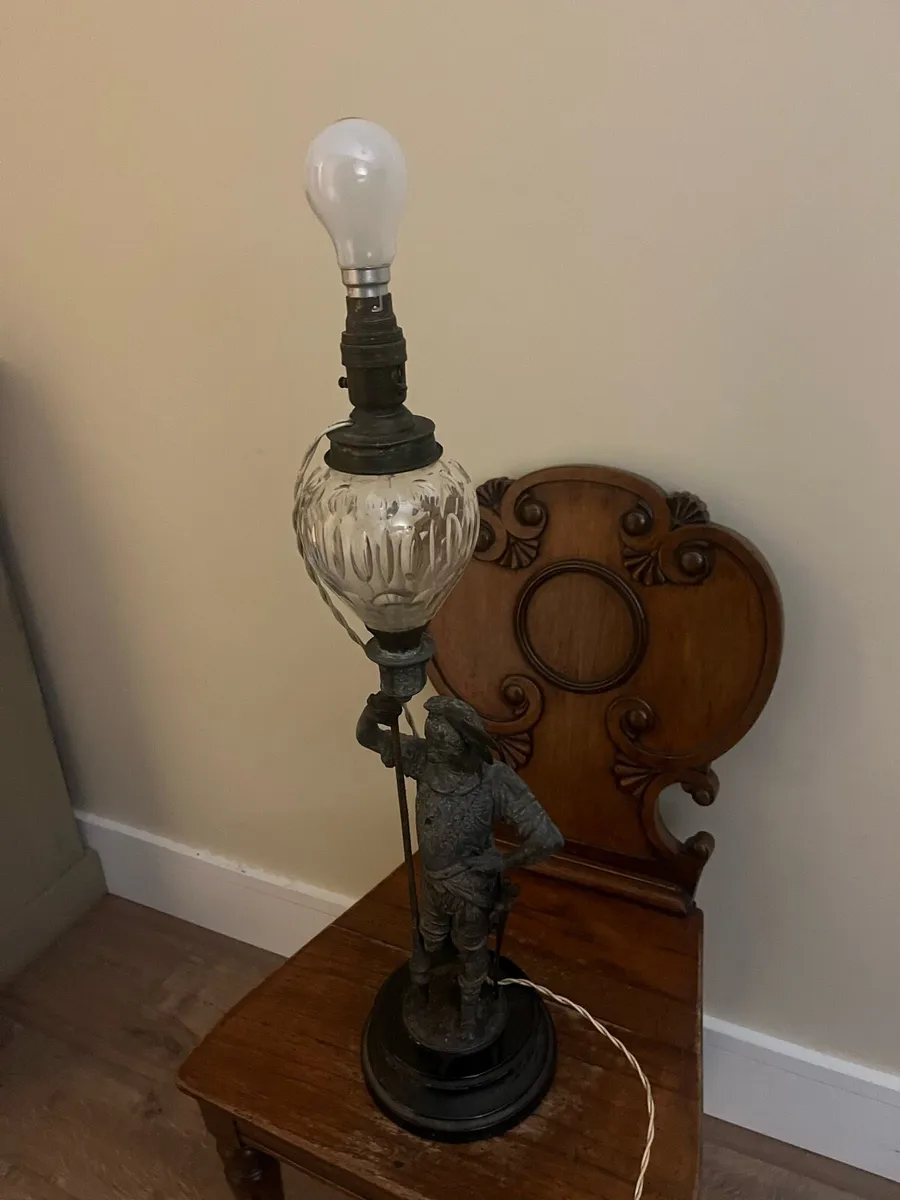 Vintage Spelter Soldier Lamp - Image 2