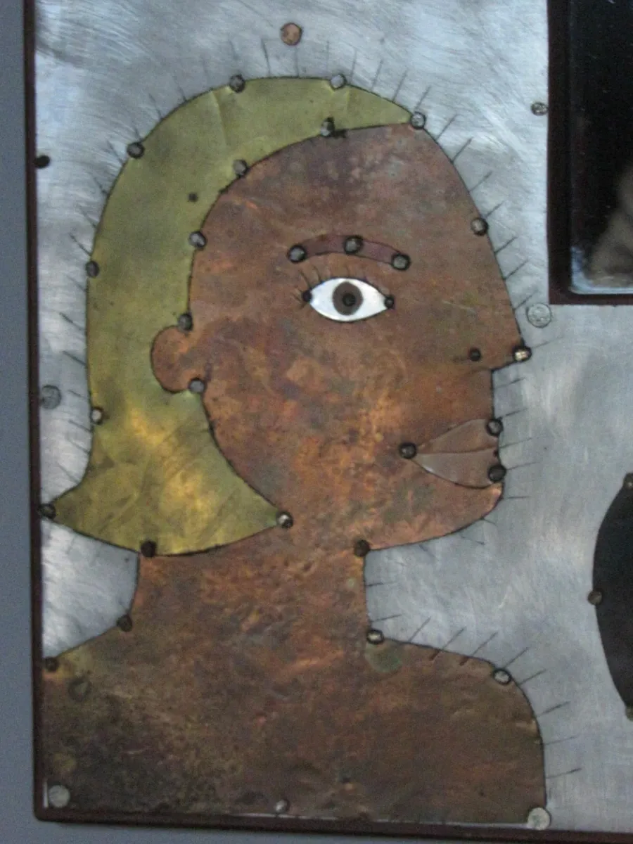 Handmade Metal & Wood Wall Art with Mirror – 60x60 - Image 3