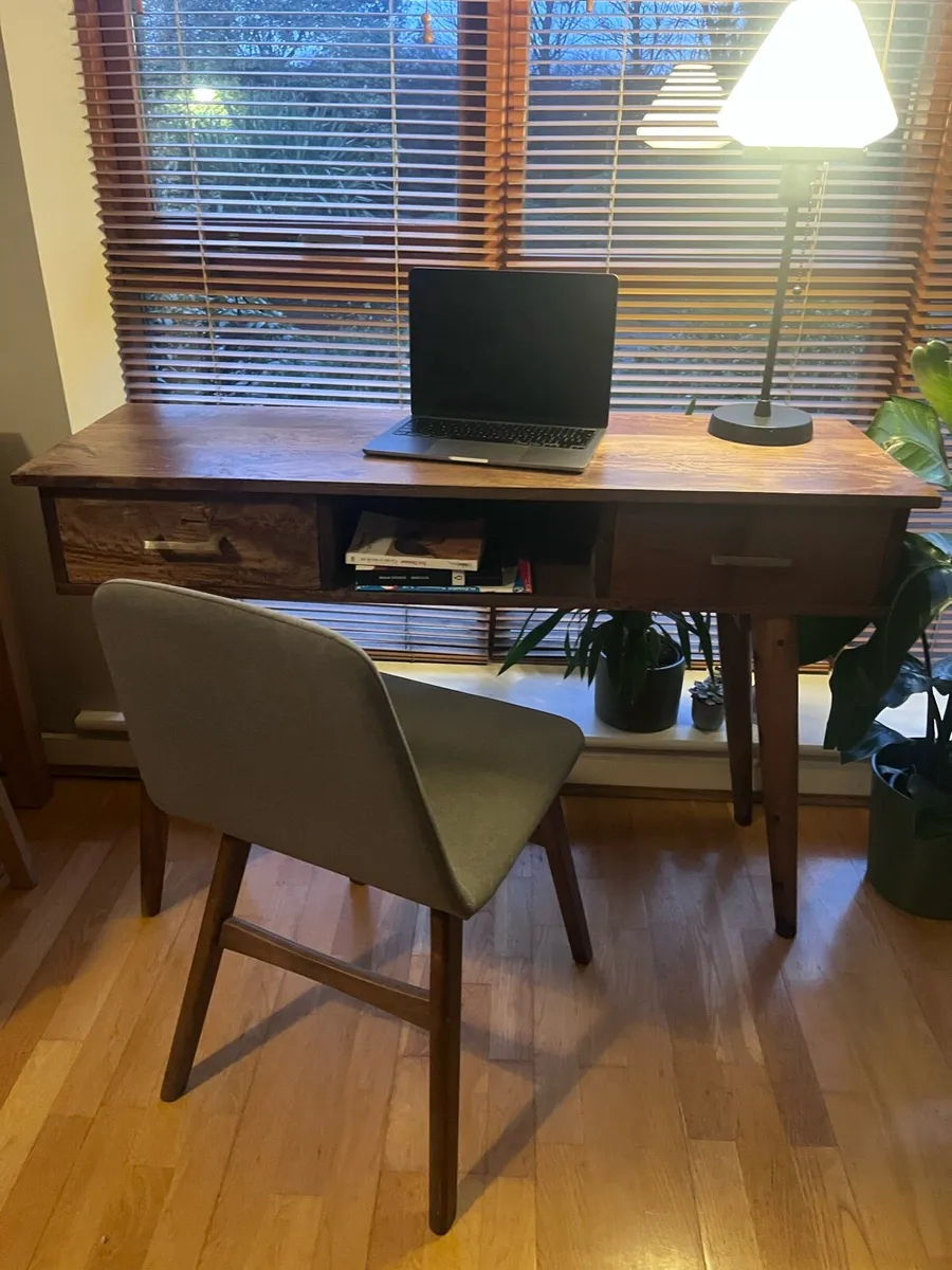 Wooden desk/ side board and chair - Image 1
