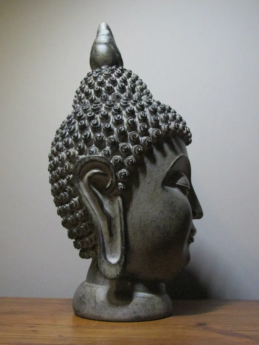 Large Buddha Head Statue – 37cm – Stone Effect - Image 3