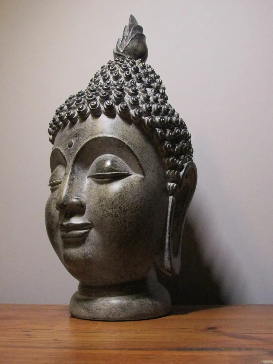 Large Buddha Head Statue – 37cm – Stone Effect - Image 2