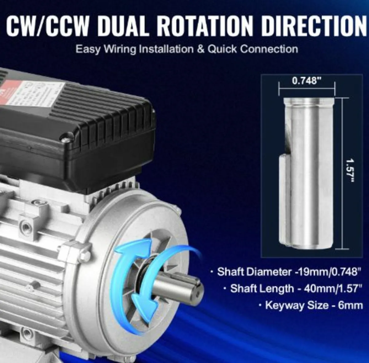 0.55KW Electric Motor 1400 rpm, AC 220~240V 4.5A, - Image 4